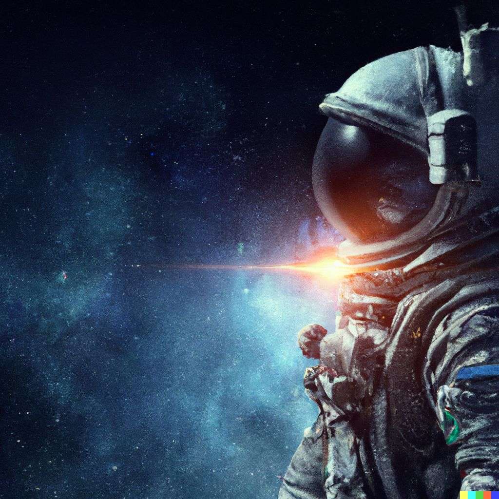 an astronaut, mixed media